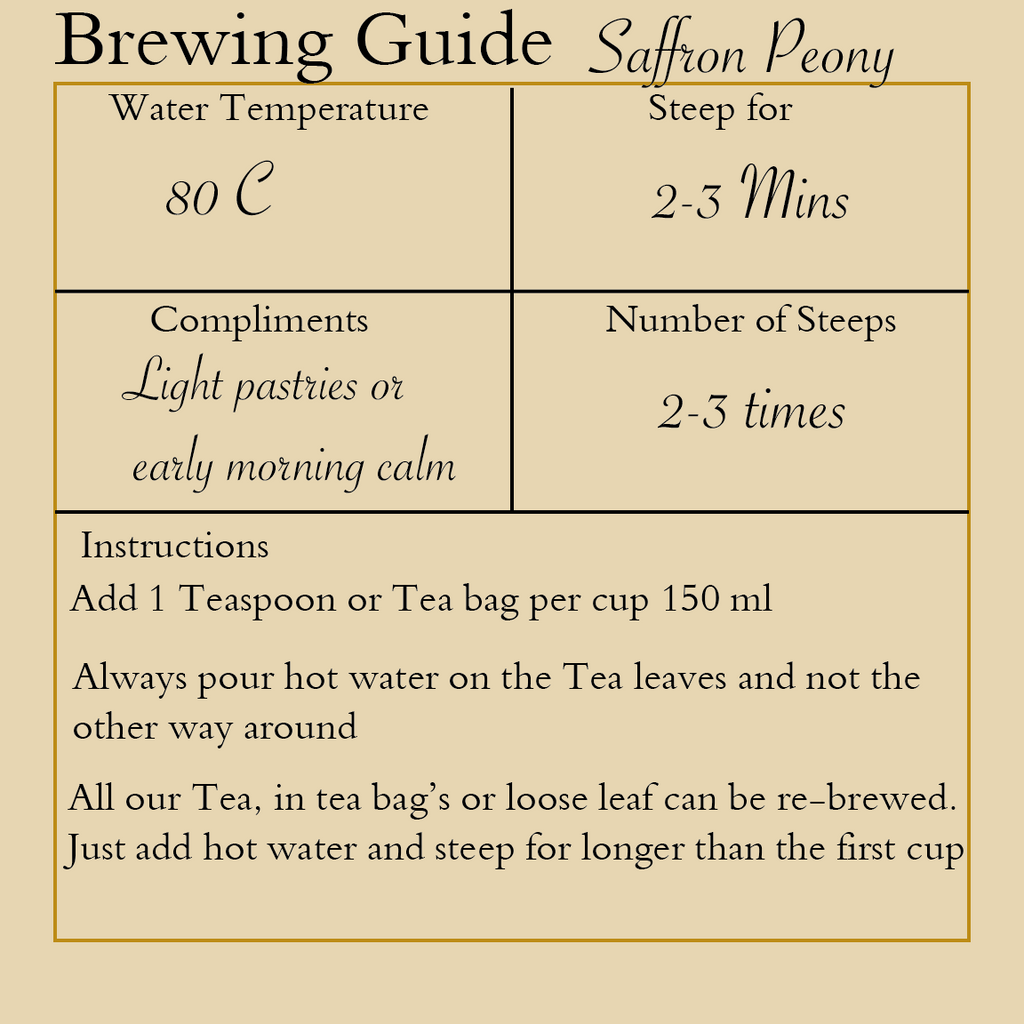 Saffron Peony White Tea | 50g loose leaf Tea