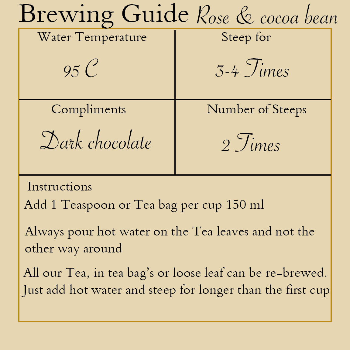 Rose and Cocoa Bean Black Tea | 50g loose leaf Tea