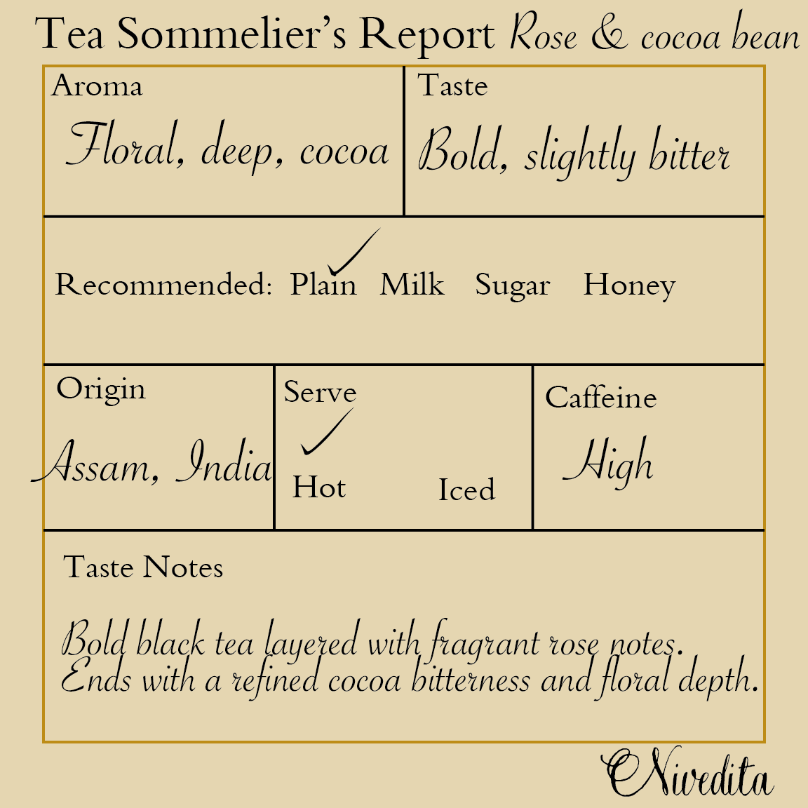 Rose and Cocoa Bean Black Tea | 50g loose leaf Tea