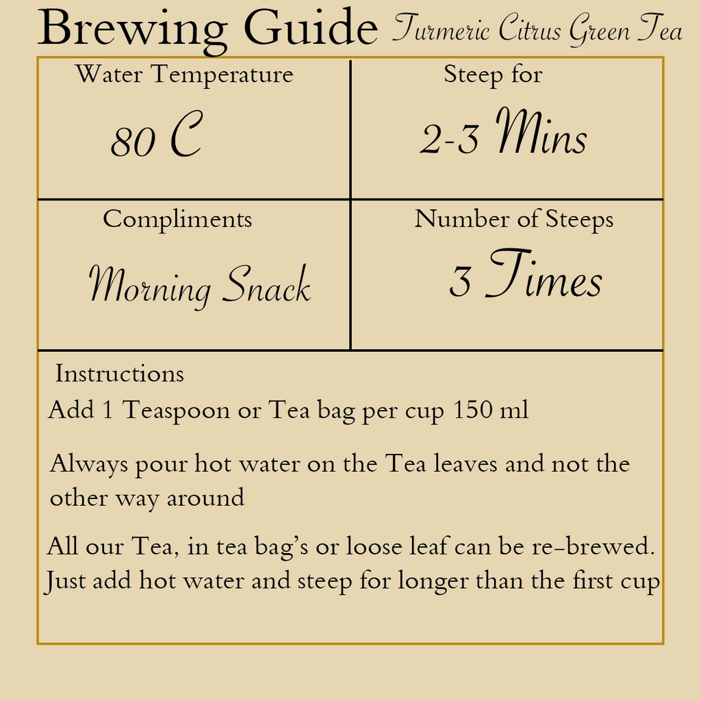 Turmeric Citrus Green Tea | 50g loose leaf Tea