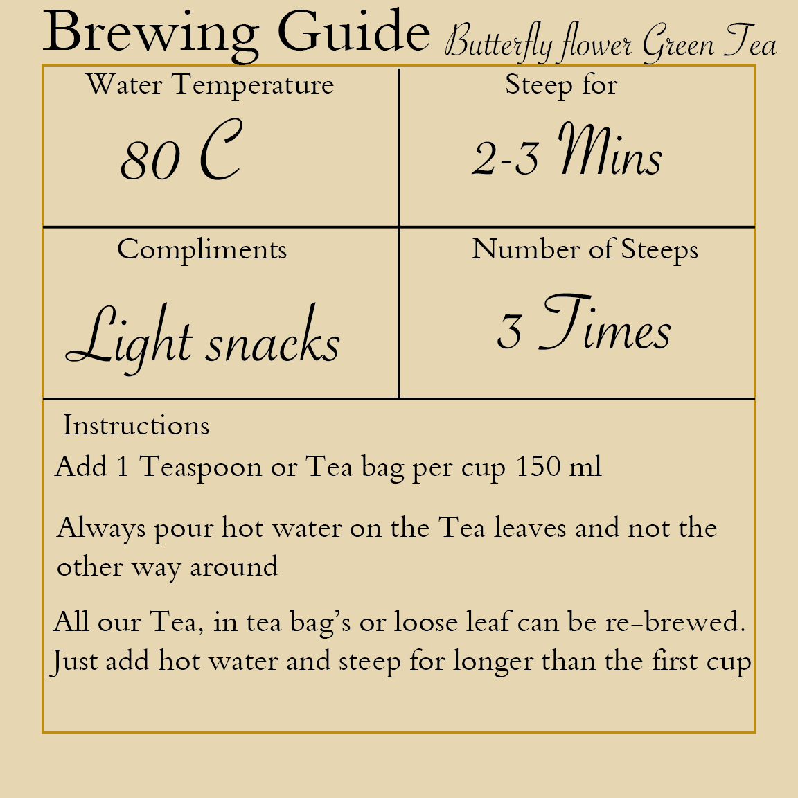 Butterfly Flower Green Tea| 50g loose leaf Tea