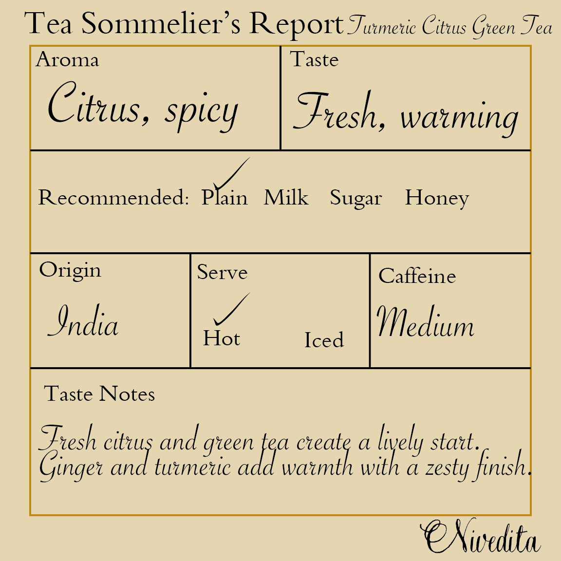 Turmeric Citrus Green Tea | 50g loose leaf Tea