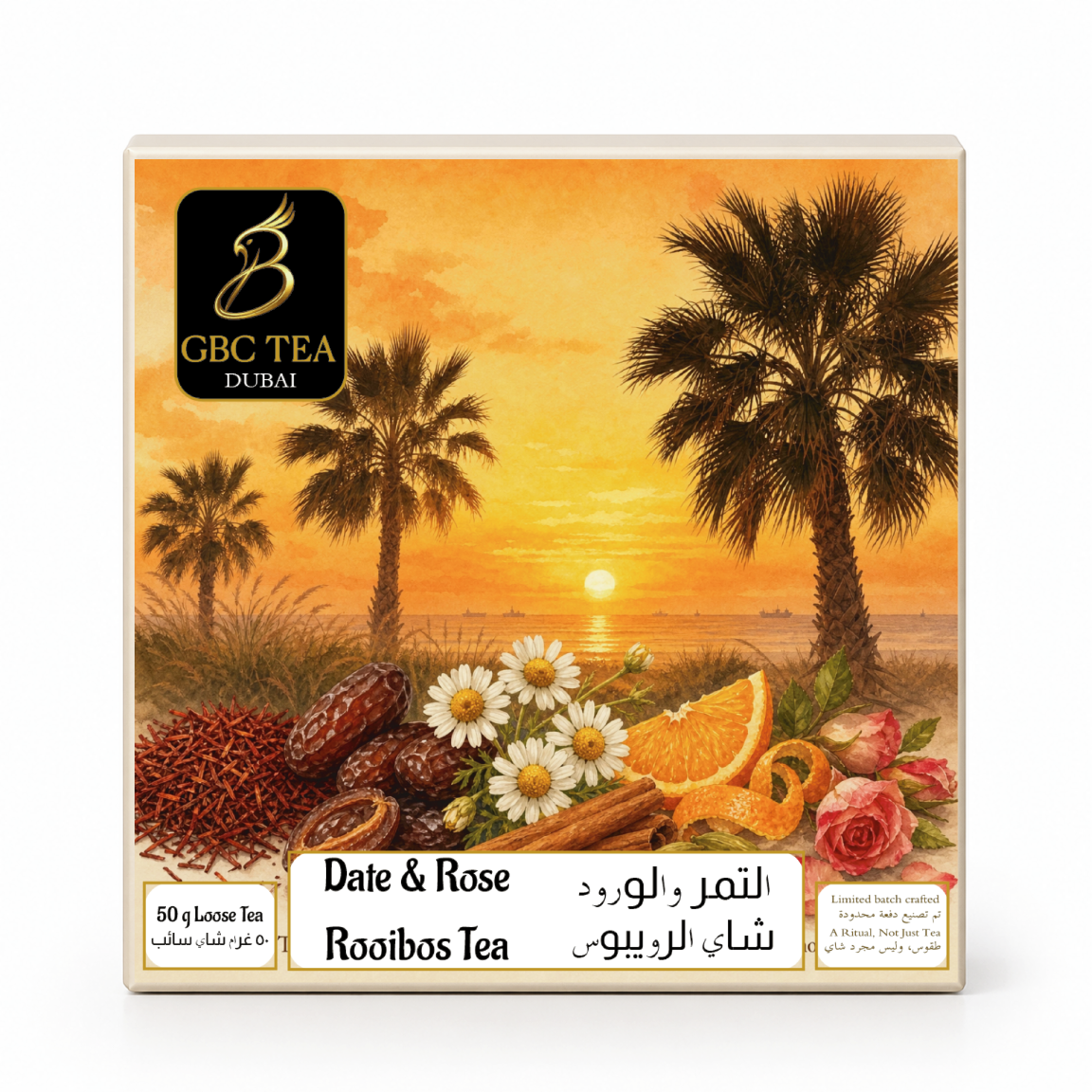 Date and Rose Rooibos Tea | Caffeine-free Tea | 50g loose leaf Tea
